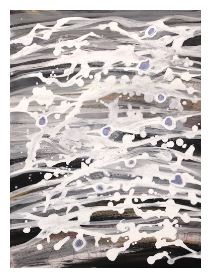 abstract acrylic painting of sand and sea on beach