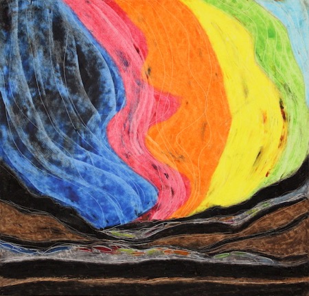 abstract landscape in oil pastels by Vivian De Winter