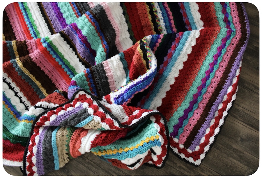 crocheted sampler stitch blanket with border-2, created by Vivian De Winter