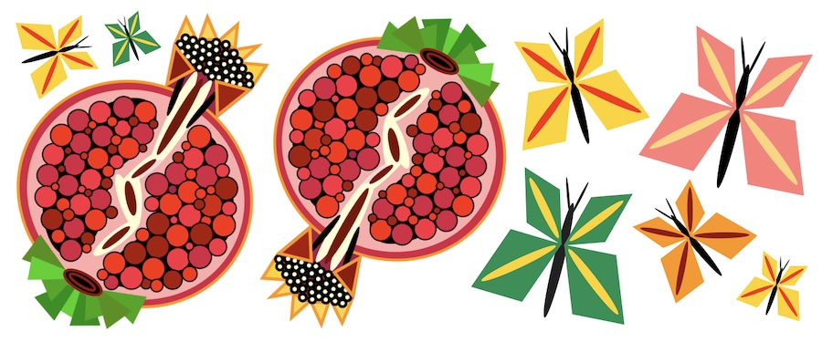 pomegranates and butterflies